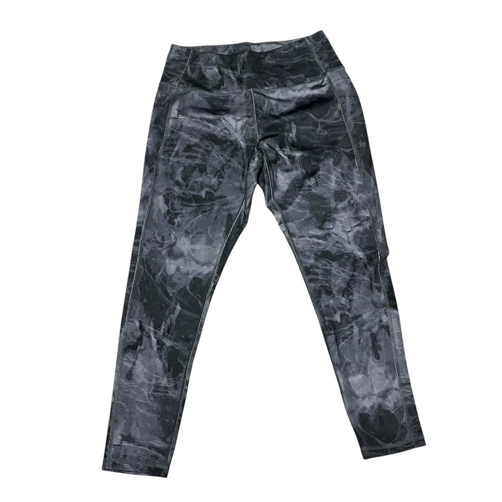 Danskin Women's Workout Leggings Black Grey Tye Dye SIZE Large